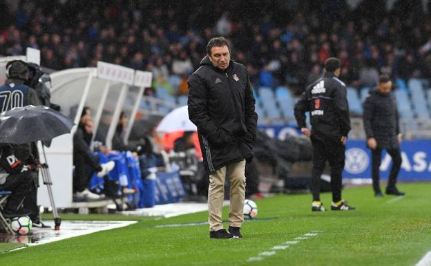 Eusebio durante el partido ante el Getafe. /J.M. López