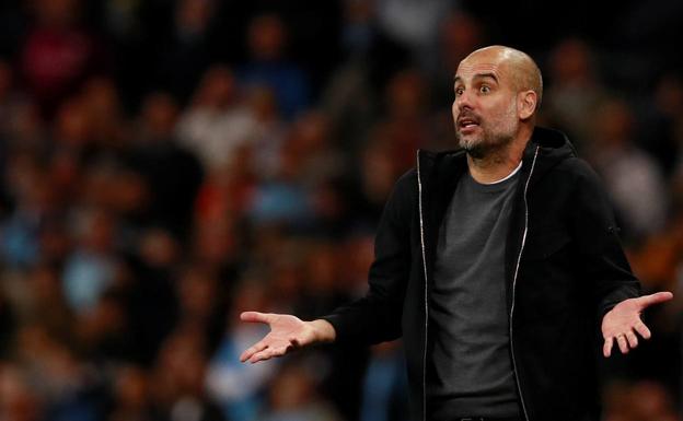Pep Guardiola, durante un partido con el City. /Reuters