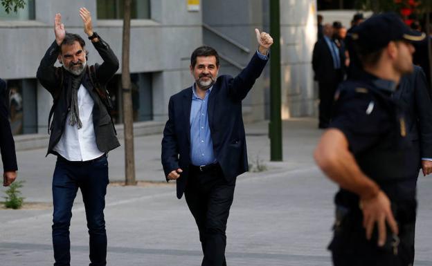 Llegada de los 'Jordis' a la Audiencia Nacional./Efe