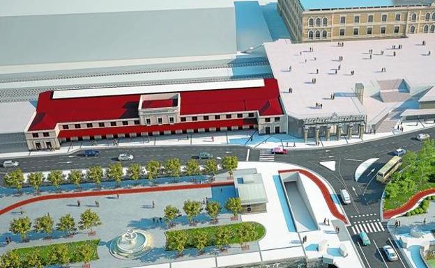 Fotomontaje de la futura estación del TAV en Donostia. /