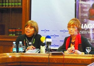 Asun Casasola y Maite Cruzado presentaron ayer las proyecciones que tendrán lugar en el Amaia./