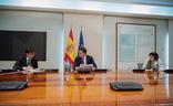 Salvador Illa y Pedro Sánchez, ayer en el comité de seguimiento del Covid-19./E.P.