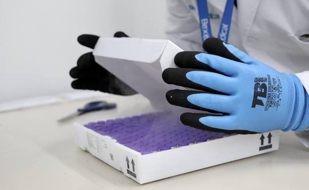 A box of vaccines at the Bexen company in Hernani