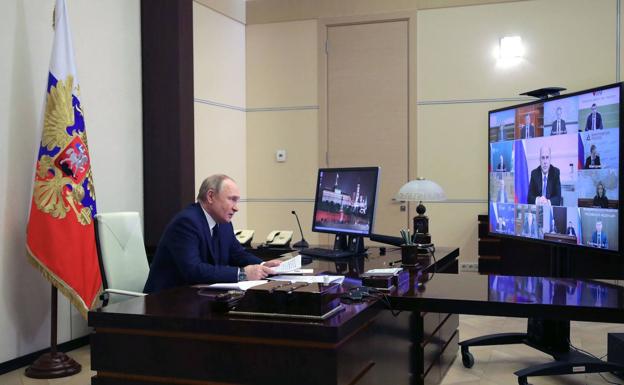 Vladimir Putin, this Wednesday during the telematic meeting with his cabinet.