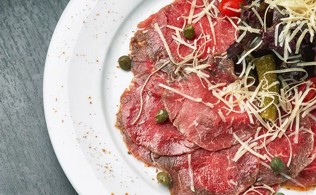 Thin slices of raw meat or fish are the key to a carpaccio of which there are many varieties. 