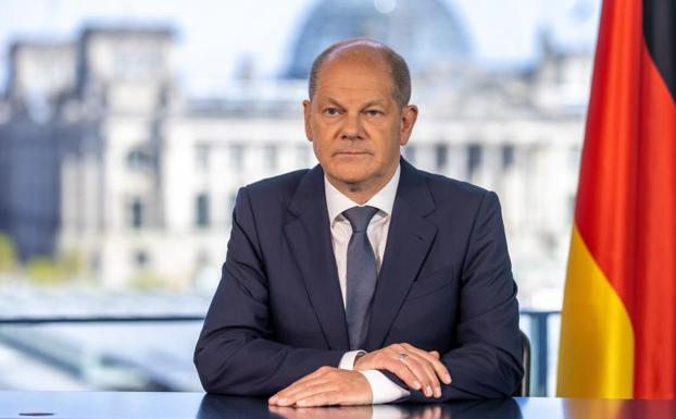 Federal Chancellor Olaf Scholz during his address to the nation.