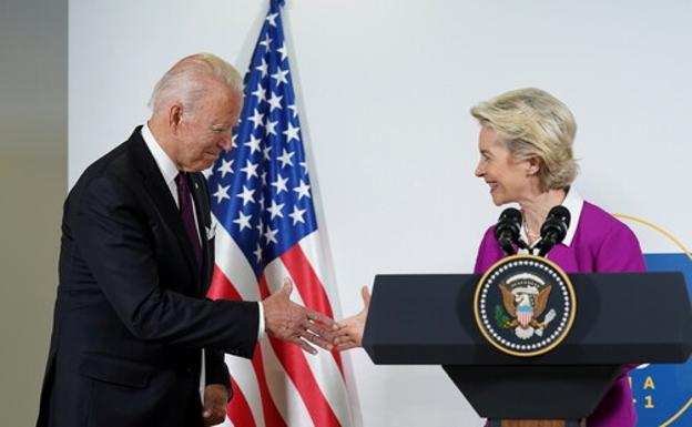 Joe Biden and Ursula von der Leyen, in a file image.