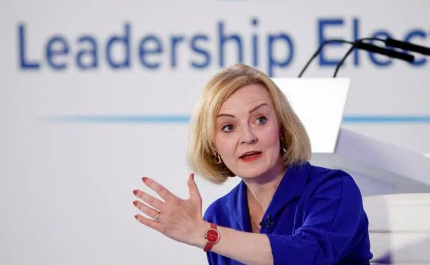 The favorite to lead the British Conservative Party, Liz Truss, at a recent event