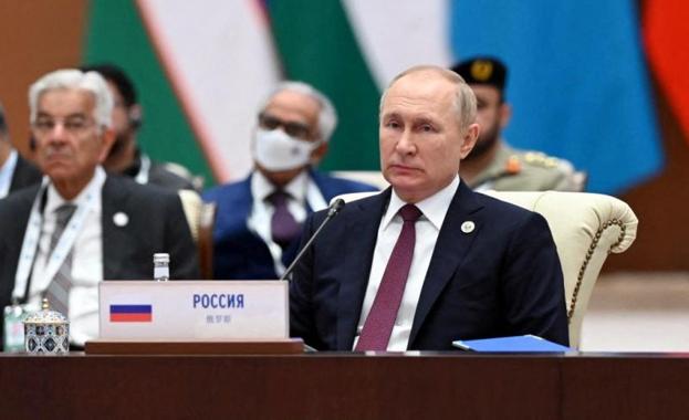 Russian President Vladimir Putin during the Shanghai Cooperation Organization summit in Samarkand. 