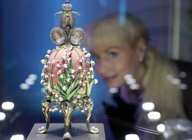 One of Russian jeweler Peter Carl Faberge's 'Easter Eggs' on display at Charlottenburg Castle in Berlin, Germany, in 2005.