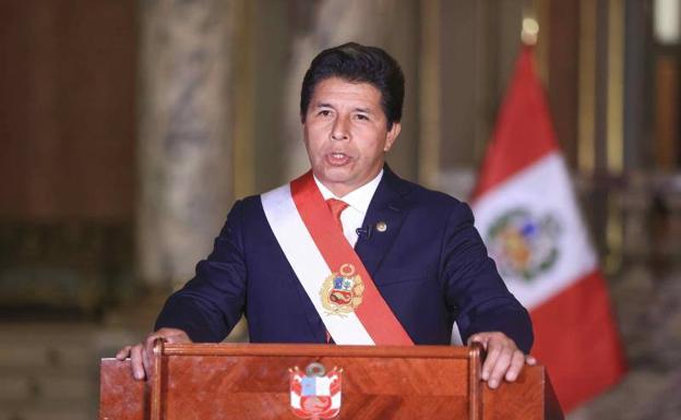 The President of Peru, Pedro Castillo, during the television speech in which he announced the remodeling of the Government.